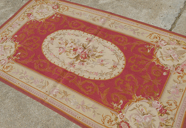 3'X5' Needlepoint Handmade Victorian Floral Rug Burgandy ...
