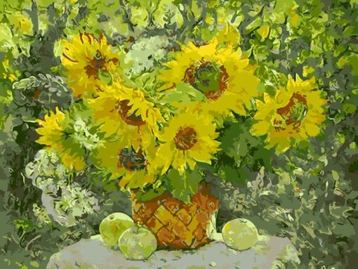 Sunflowers and Apples in the Oil Painting Needlepoint Canvas