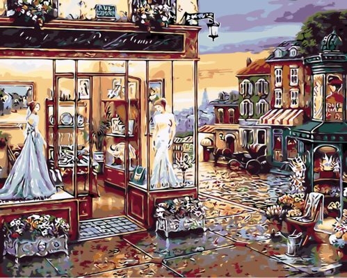 Exquisite Bridal Boutique in the Small Town Needlepoint Canvas