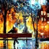 Impressionist Night Couple on Bench Colorful Evening Needlepoint Canvas