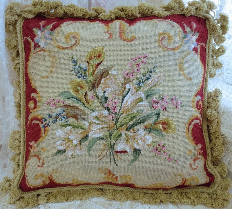 Mixed Floral Needlepoint Pillow Needlepoint Online