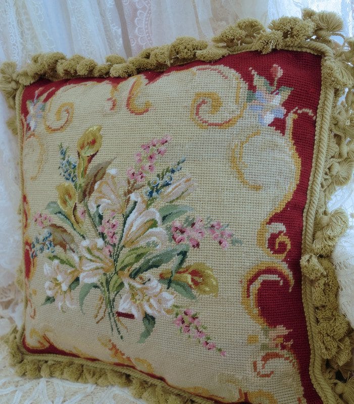 Floral Scrolls Needlepoint Pillow Needlepoint Online